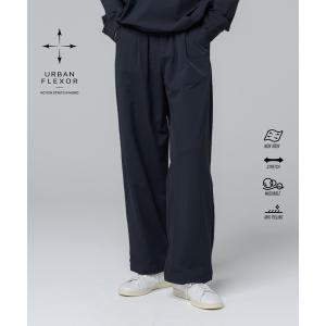ワイドパンツ パンツ 「セットアップ対応」多機能素材ナイロン「URBAN FLEXOR」「防しわ、ストレッチ、ウォッシャブル、抗ピリング」Essential Wide Pants
