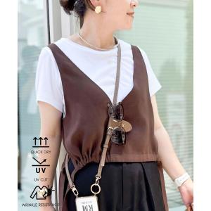 ベスト ジレ 「UVカット/防シワ」ウォッシャブルスエードライク2WAYビスチェ レディース