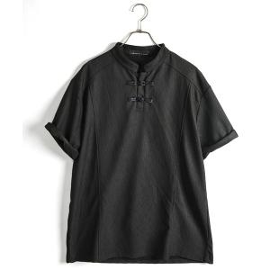 ヘンリーネック tシャツ 「neos」楊柳風 チャイナボタン 半袖Tシャツ ポロシャツ ノーカラー ユニセックス 韓国 レギュラーフィット メンズ レディース