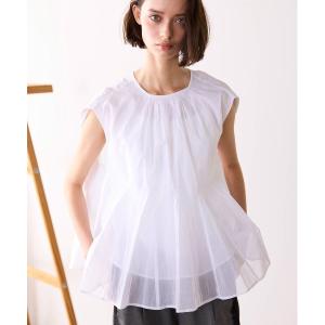 ブラウス シャツ sheer starched cotton godet blouse レディース