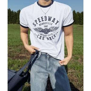 tシャツ 「NOWLE」ヴィンテージライク リンガーT 半袖Tシャツ / スマートサイジング プリント トップス メンズ