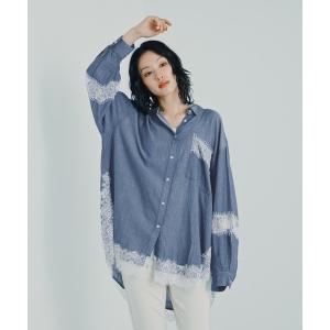 ブラウス シャツ AIRデニムレース切り替えチュニック　1046465 レディース