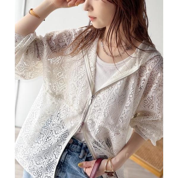 「Java」 ジップアップパーカー MEDIUM ホワイト レディース