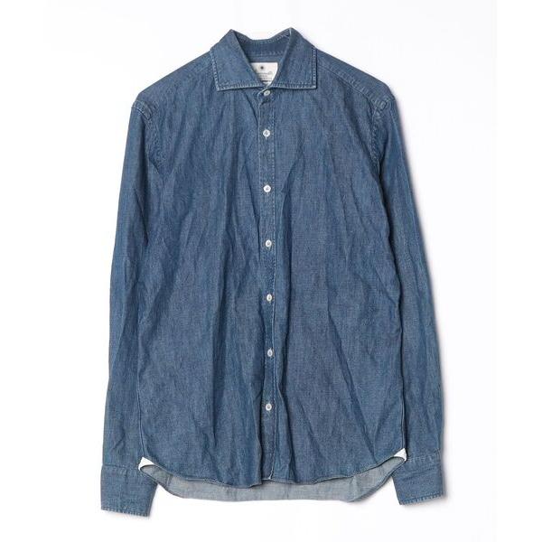 「GIANNETTO」 長袖シャツ MEDIUM インディゴブルー メンズ