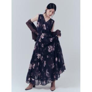 ワンピース 「00サイズあり」カシュクールフラワープリントワンピース