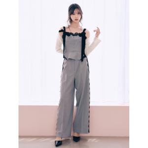 パンツ 「セットアップ対応」シンプルタックレーストリムパンツ レディース