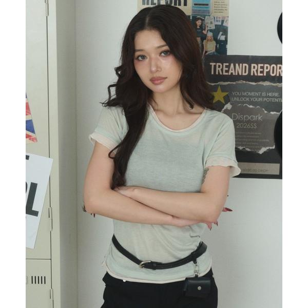tシャツ 半袖 DISPARK/オーバーロックレイヤードT レディース