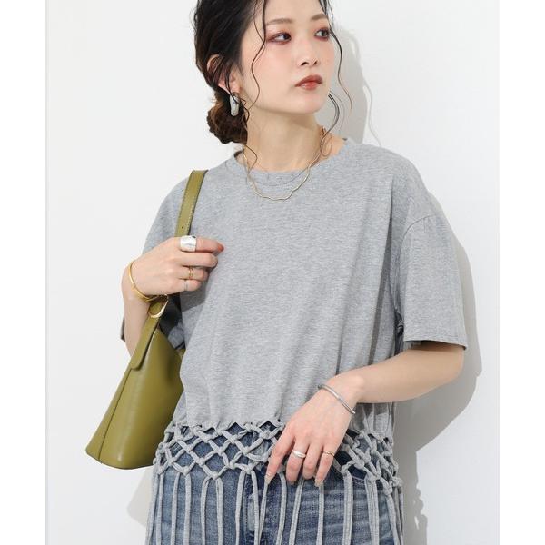 tシャツ 半袖 裾網みデザインメッシュプルオーバー 半袖 レディース