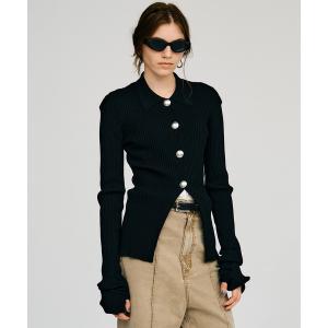 ニット セーター 「2026Autumn Pre-Order」メタルパーツニットスリムシャツ / Metal Parts Knit Slim Shirt レディース