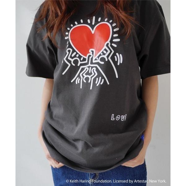 「Keith Haring」 半袖Tシャツ LARGE スミクロ メンズ