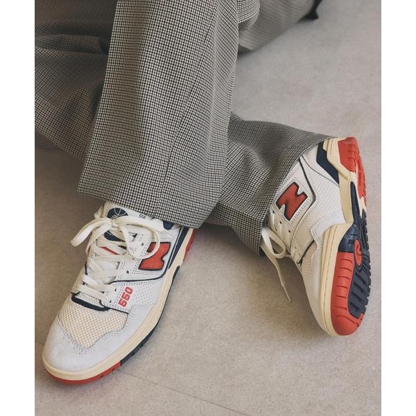 「New Balance」 ローカットスニーカー 27.5cm ホワイト×レッド レディース