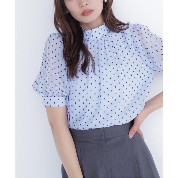 「NATURAL BEAUTY BASIC」 半袖ブラウス フリ- ブルー系その他2 レディース