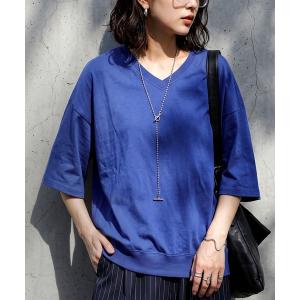 アンティカ antiqua tシャツ 半袖 綿100 リブ裾 ドロップショルダー Tシャツ レディース メンズ