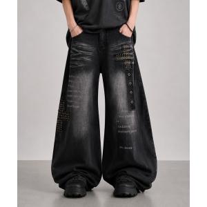 ジーンズ 「Bls」「ZM」「Bling Leads」クロスモチーフ ダメージデニムパンツ ユニセックス(BL) メンズ レディース