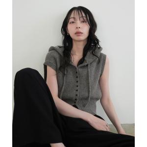 ベスト ジレ アルパカタッチフードベスト レディース