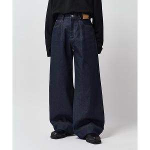 ワイドパンツ ジーンズ 「Neucon」FRONT PATCH WIDE-LEG JEANS / フロントパッチワイドレッグデニムパンツ / セットアップ対応 メンズ