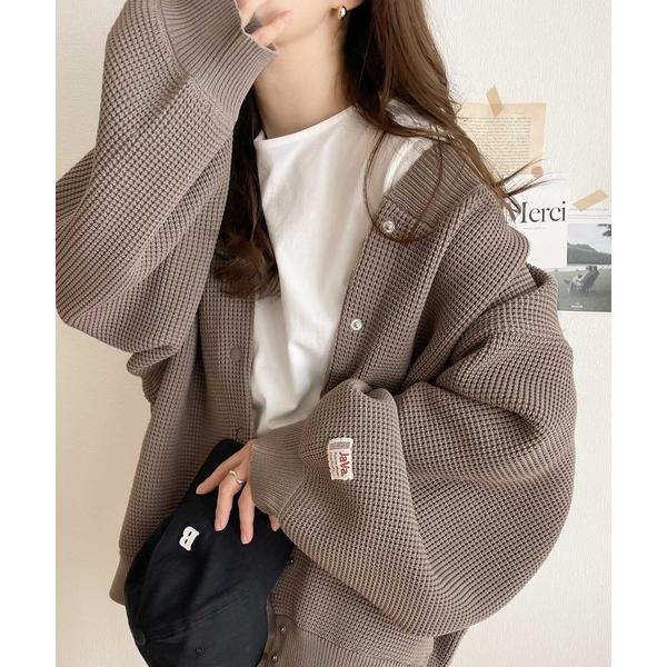 「Java」 ニットカーディガン X-LARGE ブラウン レディース