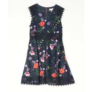 「Ted Baker」 レースノースリーブワンピース - ネイビー レディース