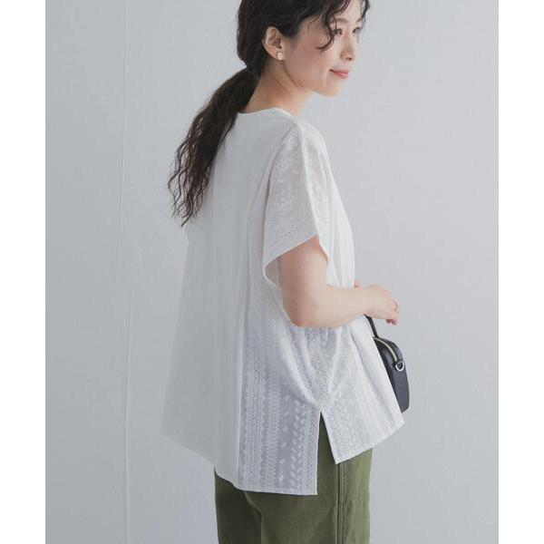 サイドレース刺繍切替プルオーバー レディース
