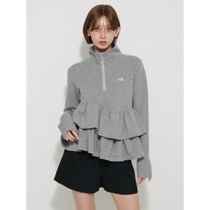 トレーナー スウェット ハーフジップペプラムカットプルオーバー レディース