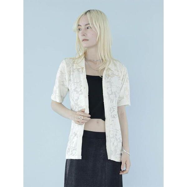FLOWER JACQUARD SHEER SHIRT レディース