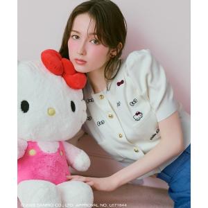 カーディガン 半袖 「7/16(thu)発売」WILLSELECTION×HELLO KITTY 刺繍ニットカーディガン レディース