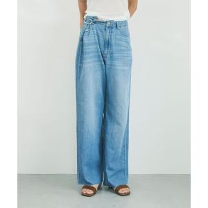 ワイドパンツ ジーンズ デニム デニムパンツ 「知久友里恵さんコラボ」オーバルカラビナセットパンツ レディース