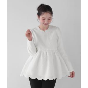 裾ダブルスカラップ刺繍トップス レディース