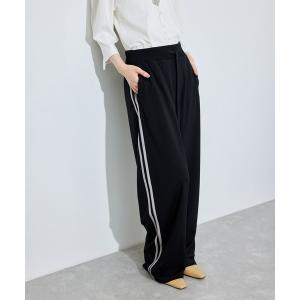 ワイドパンツ カーゴパンツ ムースベロアラインイージーパンツ レディース