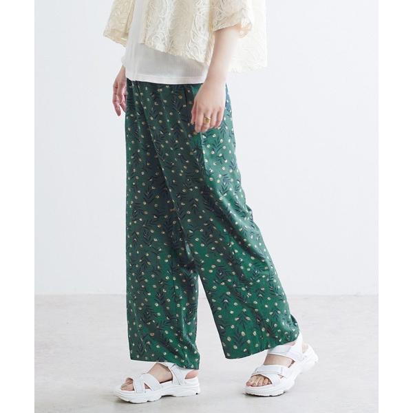 パンツ 麻タッチ プリントパンツ「パームドット」 レディース