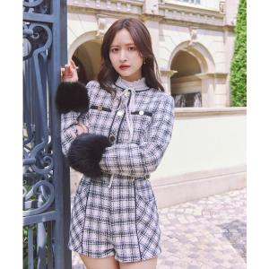 ジャケット ノーカラージャケット 「乃木坂46 金川紗耶さん着用」ティペットセットツイードジャケット　秋服　冬服 レディース