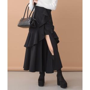 ロング スカート 「AW先行アイテム」フリルスリットハイウエストスコートショートパンツ　秋服　冬服