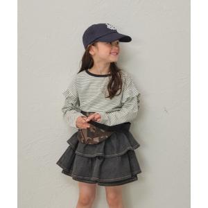 tシャツ 「綿100%」肩フリルボーダーロンT キッズ 子供服 女の子