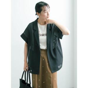 ジャケット ノーカラージャケット 「イージーケア/マシンウォッシャブル」メッシュフレンチスリーブジャケット レディース