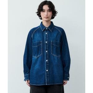 ブラウス シャツ デニムラグランシャツ レディース