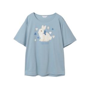 tシャツ 半袖 Rabbit Marchモチーフプリントカットソー レディース