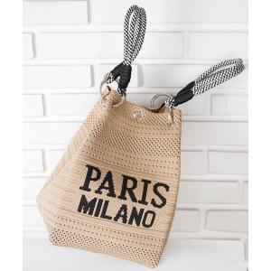 ハンドバッグ PARIS MILANO ロゴジャガード ニット ミニ 巾着バッグ / PARIS MILANO Logo Drawstring Bag