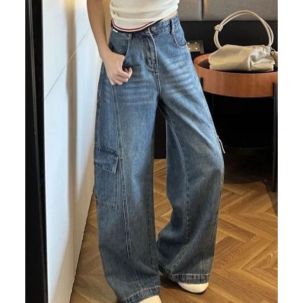 ワイドパンツ ジーンズ デニム デニムパンツ カーゴポケットワイドデニムパンツ レディース
