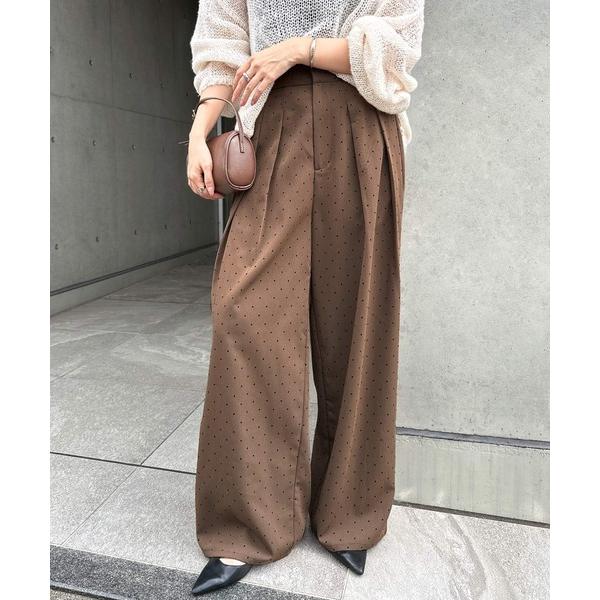 ワイドパンツ パンツ 2タックロングワイドパンツ「無地/ドット」 レディース