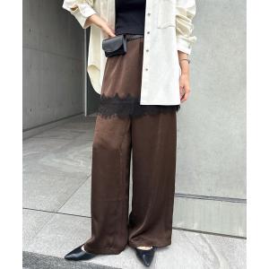 ワイドパンツ パンツ しわサテンイージーパンツ レディース