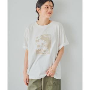 tシャツ 半袖 レースフラワーフォトTシャツ レディース