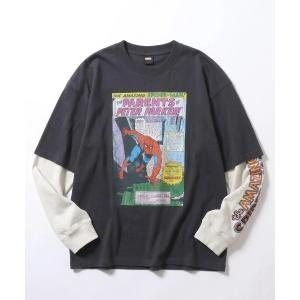 tシャツ 2026AW MARVEL/マーベル DC/ディーシー スパイダーマン/キャプテン・アメリカ/バットマン/スーパーマン オーバーサイズ 袖プリント フェイクレイ…