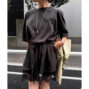 tシャツ 半袖 「 ZOZOTOWN限定 」 SCALLOP LACE SLIT OVER TEE レディース