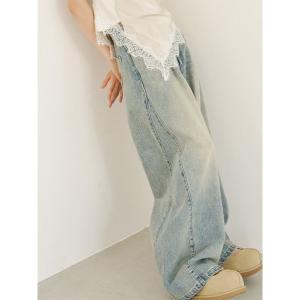 ジーンズ デニム デニムパンツ タックワイドクラシックデニムパンツ レディース