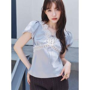 tシャツ 半袖 ヴィンテージレースサテントップス レディース