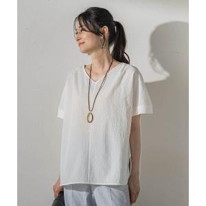 ブラウス シャツ 夏 半袖 「さらっと快適」カラミタンブラーブラウス レディース