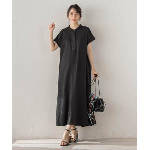 ワンピース 夏 半袖 レーヨン麻ポプリンワンピース