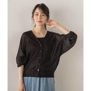 カーディガン 夏 シアーVネックカーディガン レディース