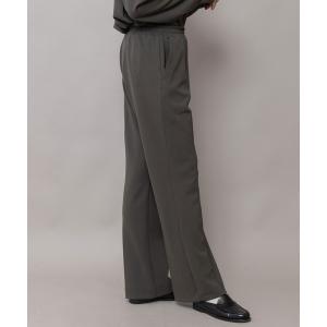 スラックス パンツ ストレッチジョーゼット センタープリーツパンツ レディース