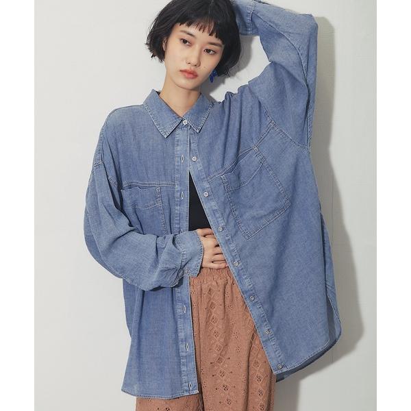 tシャツ シアーデニム裾2wayシャツ レディース